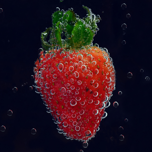 strawberry with bubbles